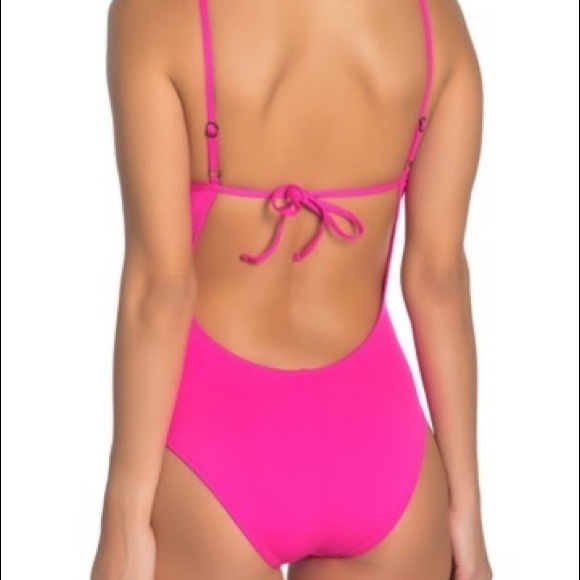 BECCA Swim Becca Plunge Tie Back One Piece Swimsuit Pink S Poshmark